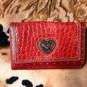 Brighton Red Embossed Wallet with Heart Detail
